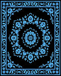 Sky Blue Floral Medallion Black Rug