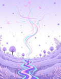 Whimsical Lavender Starry Dreamscape River Rug