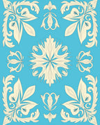 Ornate Cream Leafy Scrollwork Rug