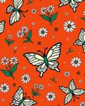 Whimsical Cream Butterfly Daisy Garden Rug