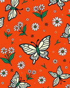 Whimsical Cream Butterfly Daisy Garden Rug