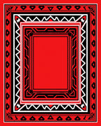 Bold Red Black Geometric Frame Rug