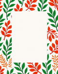 Vibrant Red Green Leaf Foliage Rug