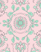 Pastel Pink Mint Floral Medallion Rug
