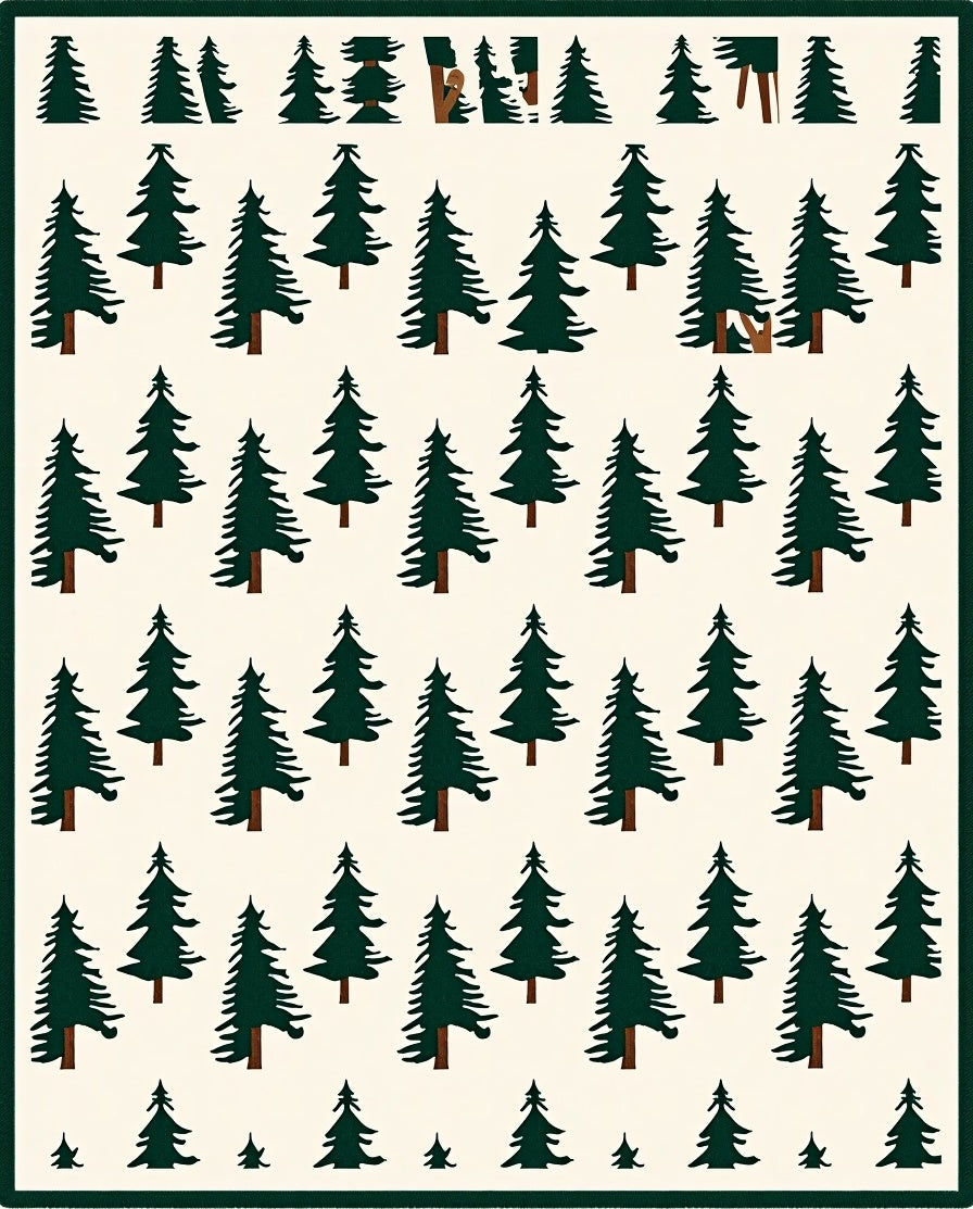 Forest Evergreen Tree Repeating Pattern Rug