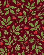 Rich Crimson Holly Berry Foliage Rug