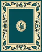 Teal Peacock Oval Border Rug