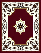 Crimson Floral Medallion Cream Border Rug