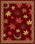 Crimson Gold Maple Leaf Arrangement Rug