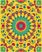 Vibrant Yellow Mandala Floral Art Rug