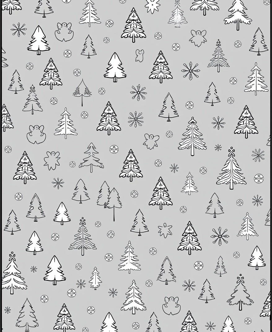 Winter Woodland Pine Trees Snowflakes Rug