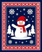 Festive Snowman Winter Scene Rug