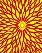 Radiant Red Yellow Burst Rug
