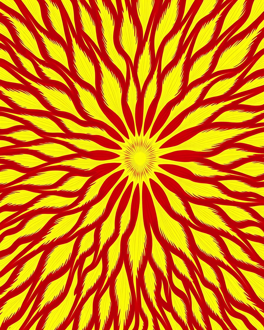 Radiant Red Yellow Burst Rug