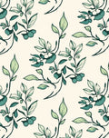 Teal Leafy Vine Branches Rug
