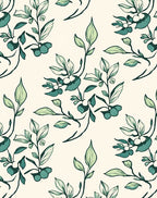 Teal Leafy Vine Branches Rug