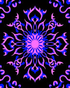 Vibrant Fuchsia Blue Swirl Medallion Rug