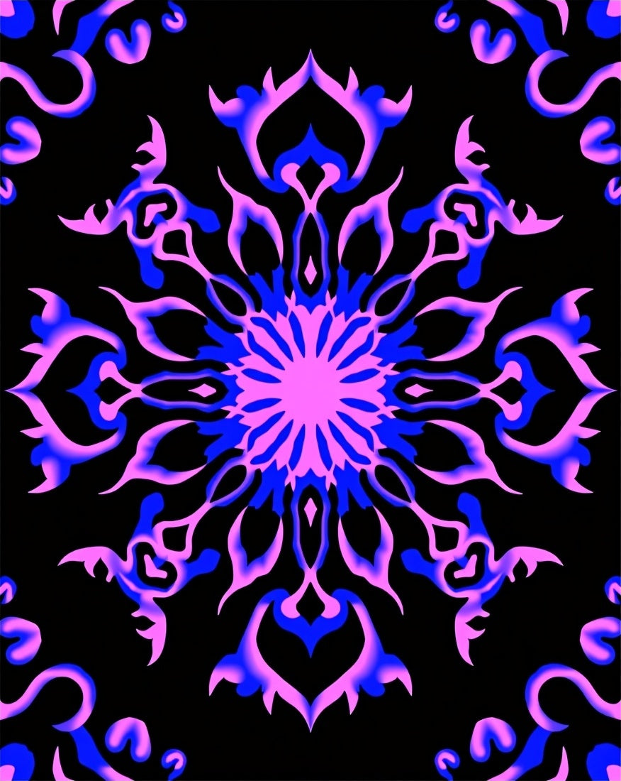 Vibrant Fuchsia Blue Swirl Medallion Rug