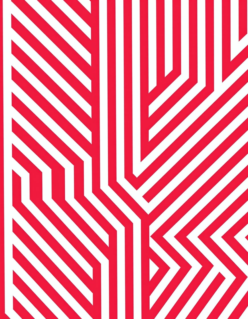 Crimson Geometric Maze Stripes Rug