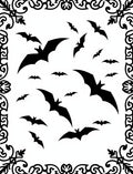 Black Bat Swarm Flying Silhouette Rug