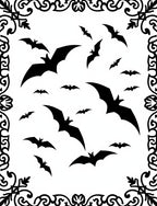 Black Bat Swarm Flying Silhouette Rug