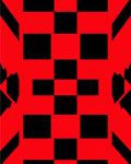Bold Red Black Checkerboard Shapes Rug