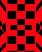 Bold Red Black Checkerboard Shapes Rug