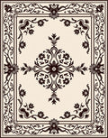 Ornate Black Floral Palmette Scroll Rug