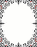 Ornate Coral Floral Scrollwork Frame Rug