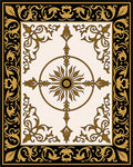 Black Gold Ornate Floral Centerpiece Rug