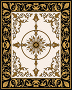 Black Gold Ornate Floral Centerpiece Rug