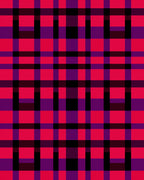 Vibrant Red Purple Plaid Checkered Rug