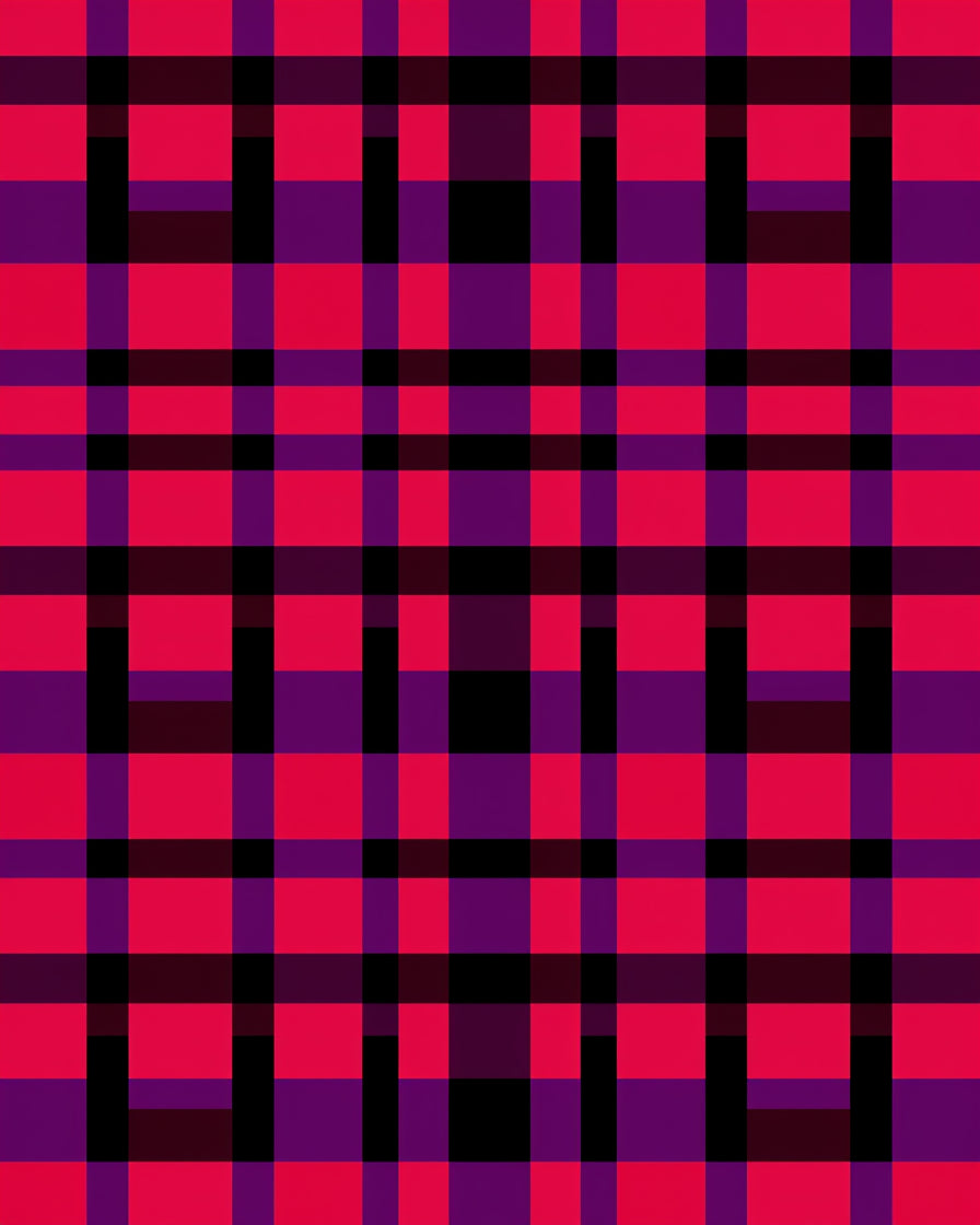 Vibrant Red Purple Plaid Checkered Rug