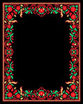 Red Green Floral Vine Border Rug