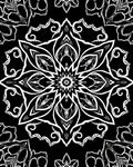Ornate White Black Mandala Blossom Rug
