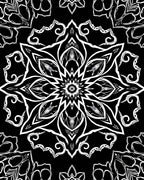Ornate White Black Mandala Blossom Rug