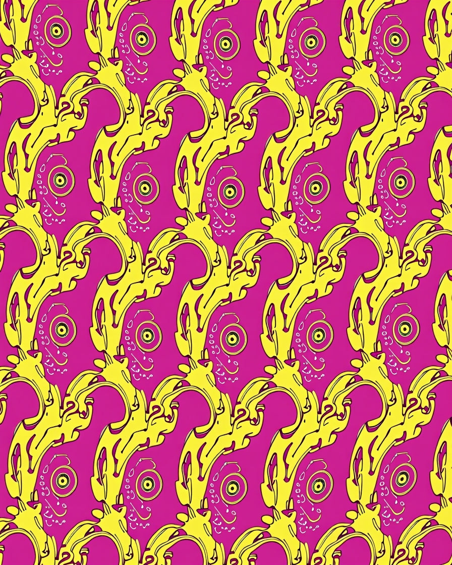 Vibrant Magenta Yellow Organic Flow Rug