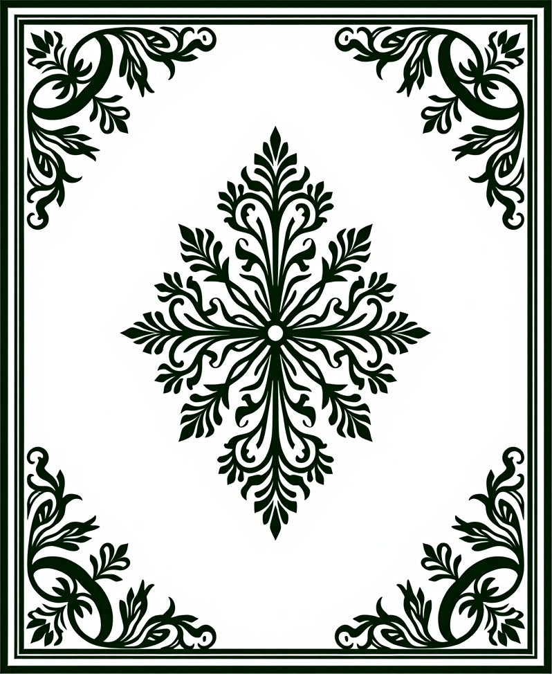 Classic Black Floral Medallion Accent Rug