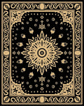 Black Gold Medallion Floral Border Rug