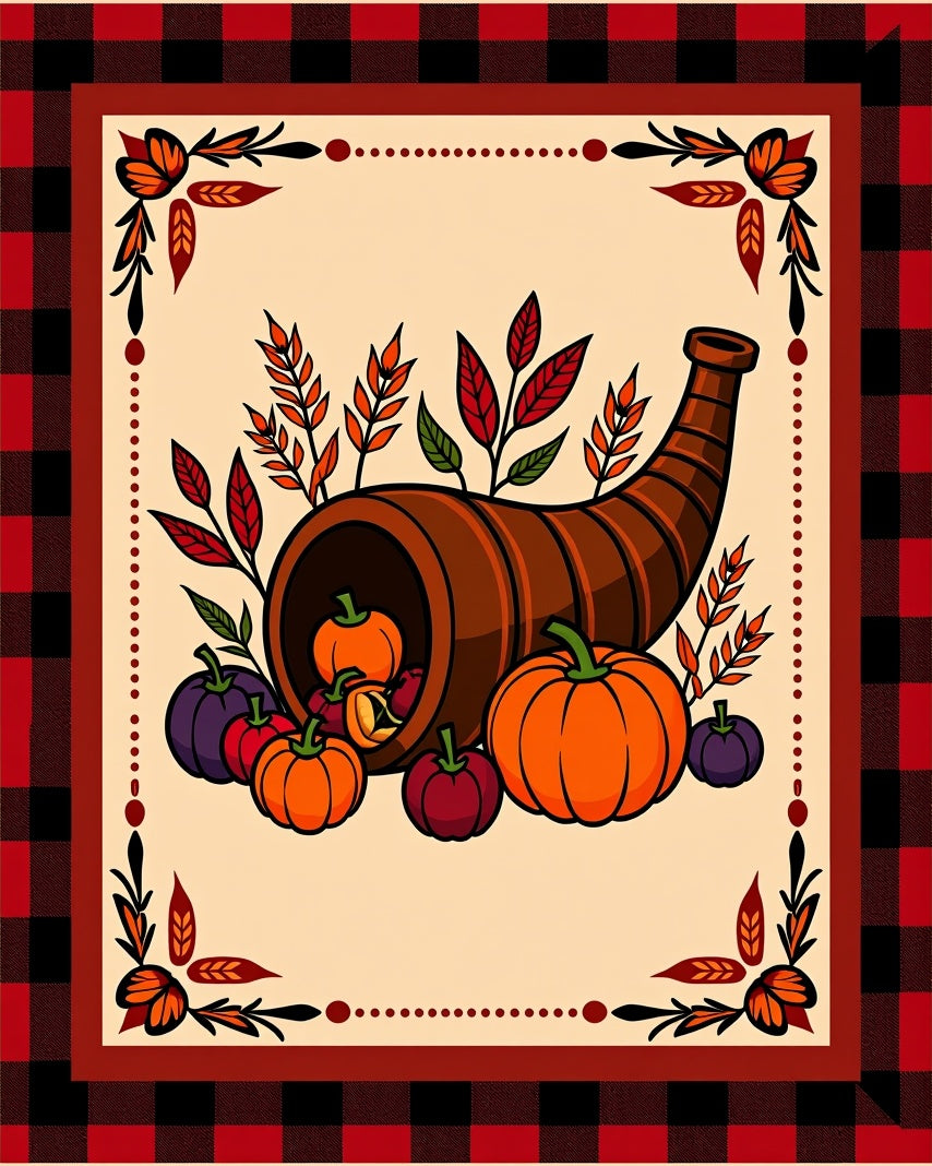 Harvest Cornucopia Autumn Pumpkins Foliage Rug