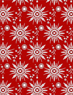 Crimson White Exploding Starburst Arrangement Rug