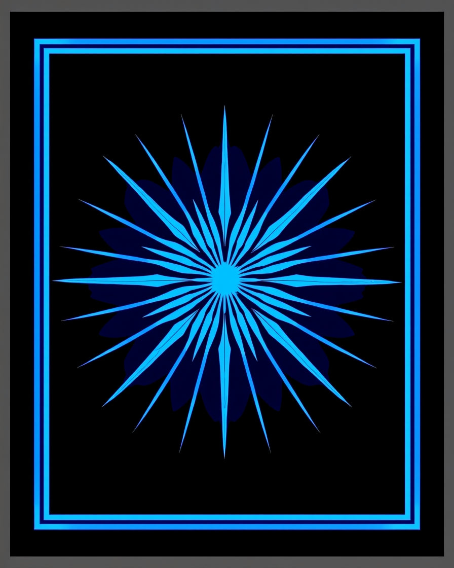 Electric Blue Starburst Frame Rug