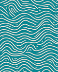 Deep Teal Cream Wavy Lines Rug