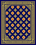 Grand Navy Floral Medallion Border Rug