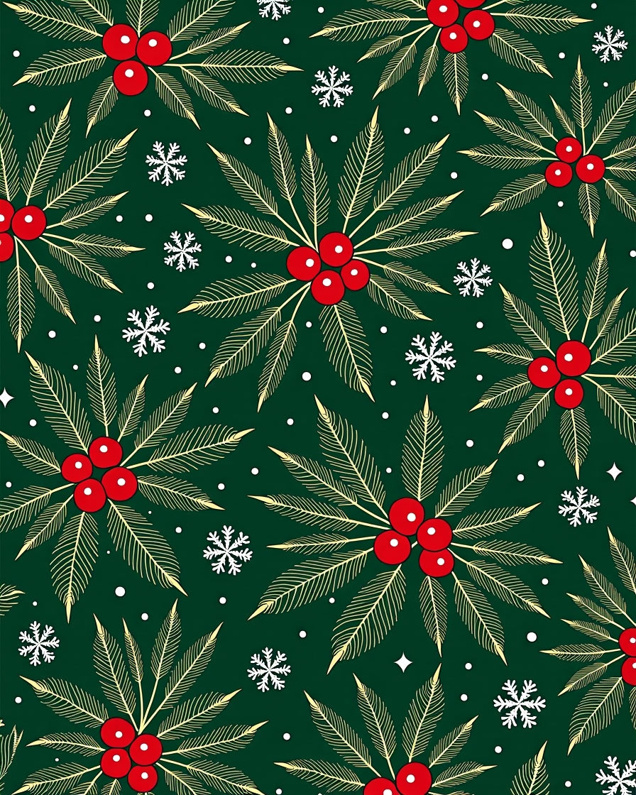 Festive Holly Berry Snowflake Meadow Rug