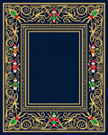 Ornate Navy Blue Soldier Border Rug