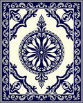 Deep Blue Ornate Medallion Border Rug