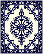 Deep Blue Ornate Medallion Border Rug