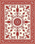 Ornate Red Leaf Garland Art Rug