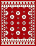Rich Crimson Snowflake Border Rug
